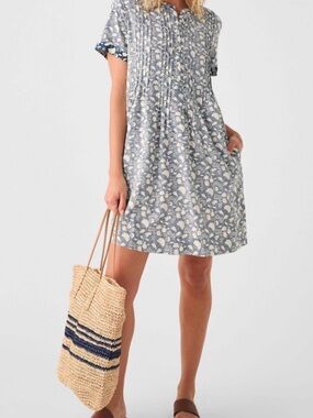Faherty Floral Navy and White Gemina Dress